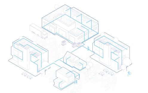 Illustration of a town with electrical suppy